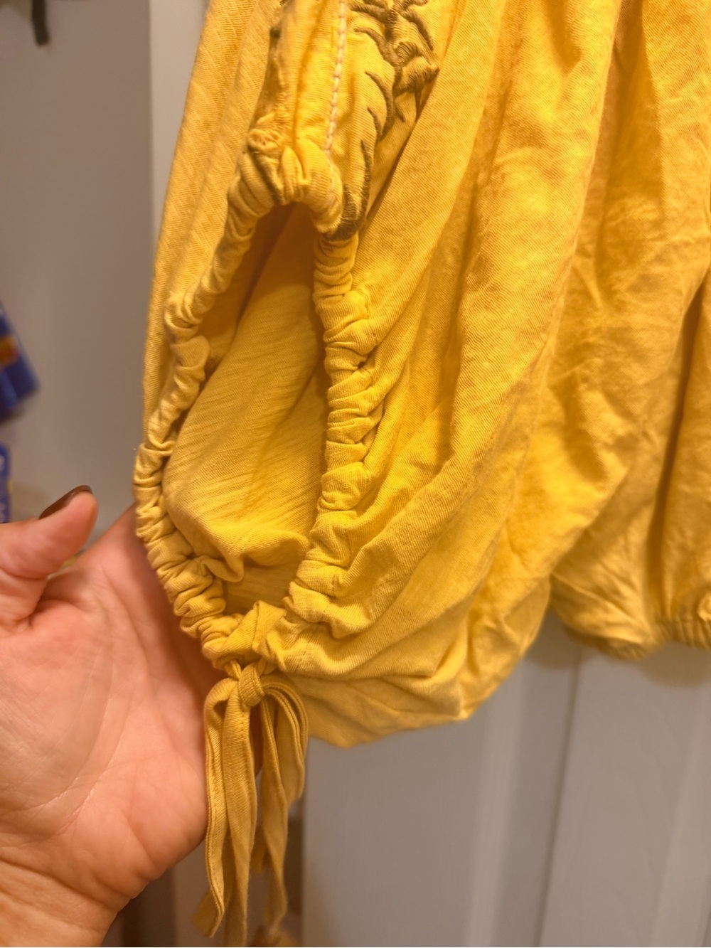 Free People Yellow Floral Embroidered Peasant Blouse - Picture 2 of 5